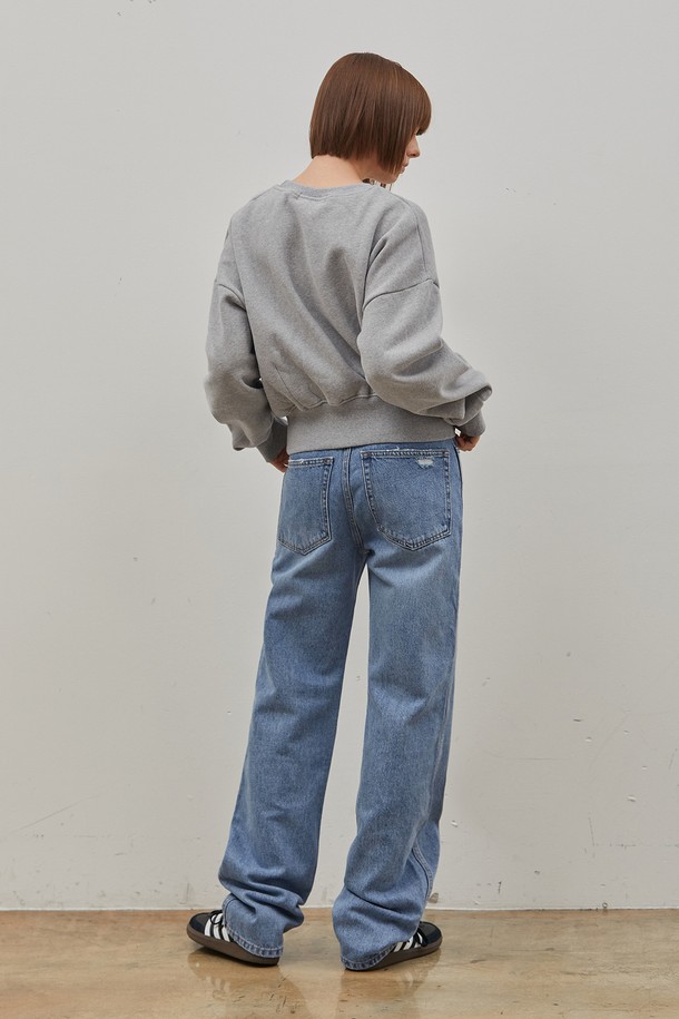 RYUL+WAI: - 데님 - DENIM CLASSIC STRAIGHT LONG PANTS BLUE