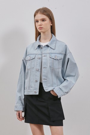 DENIM OVERFIT DOLMAN SLEEVE JACKET L BLUE