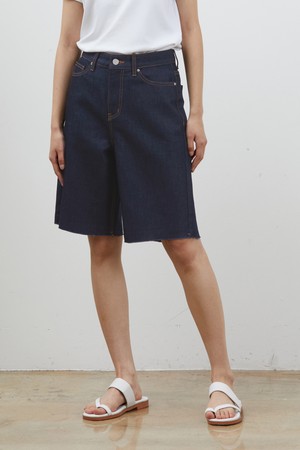 DENIM EDGE CUT INNER CHECK SHORTS INDIGO