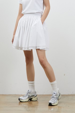 DOUBLE FRILL COTTON MINISKIRT WHITE