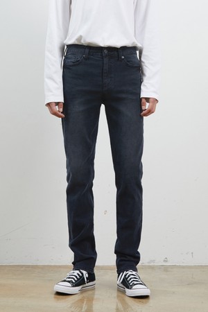 DENIM RELAXED SLIM TAPER PANTS DARK GREY