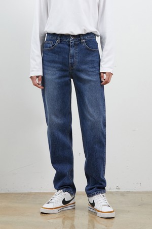 DENIM CRACK WASHING PANTS DARK BLUE