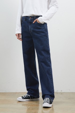 DENIM BASIC WIDE PANTS DARK BLUE