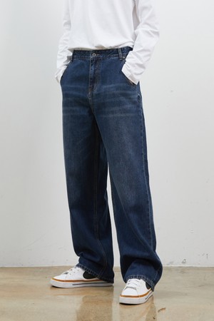 DENIM WIDE SELVEDGE ROLL UP PANTS DARK BLUE