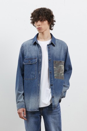 DENIM GRADATION CAMOUFLAGE SHIRTS INDIGO