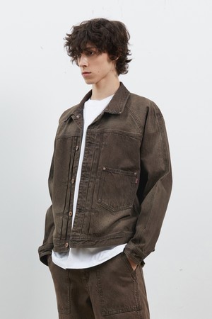 DENIM RAGLAN SLEEVE WORK JACKET BROWN