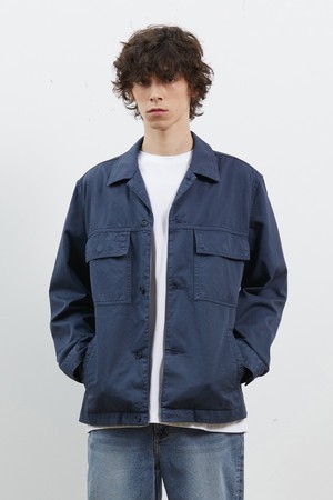 DENIM PIGMENT LOOSE SAFARI JACKET NAVY