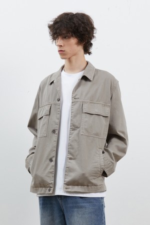 DENIM PIGMENT LOOSE SAFARI JACKET BEIGE