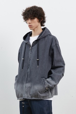 DENIM TUCK HOODED JUMPER GREY