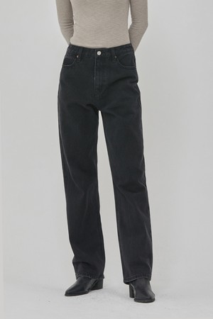 DENIM LONG STRAIGHT PANTS WASHING BLACK