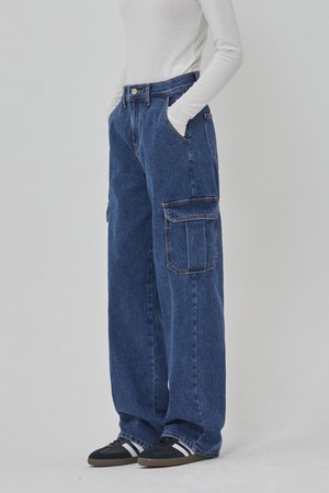 DENIM CARGO WORK PANTS INDIGO