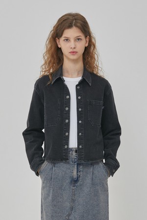 DENIM CROP BASIC SHIRKET BLACK