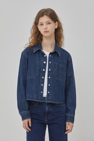 DENIM CROP BASIC SHIRKET INDIGO