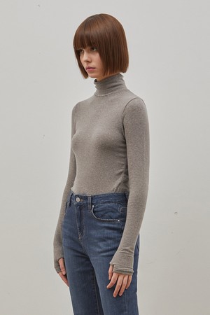 WARMER ANGORA HIGH NECK TOP BROWN