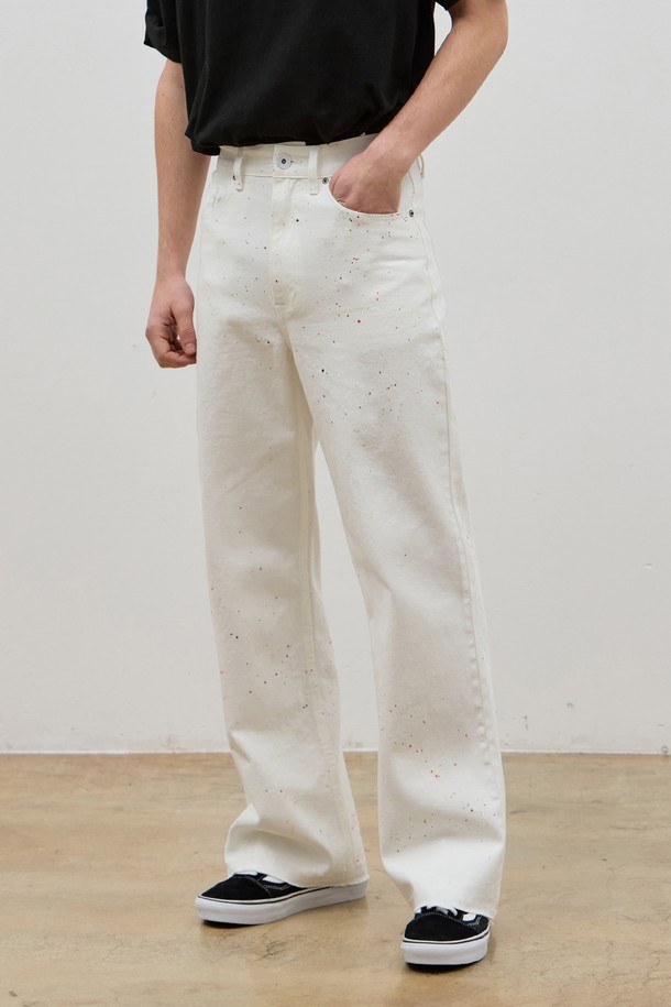 CORK  - 데님 - DENIM SIDE LIB POCKET WIDE PANTS WHITE PAINTING C5