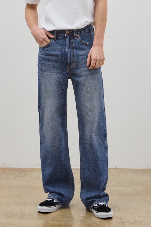 CORK  - 데님 - DENIM SIDE LIB POCKET WIDE PANTS M BLUE C5