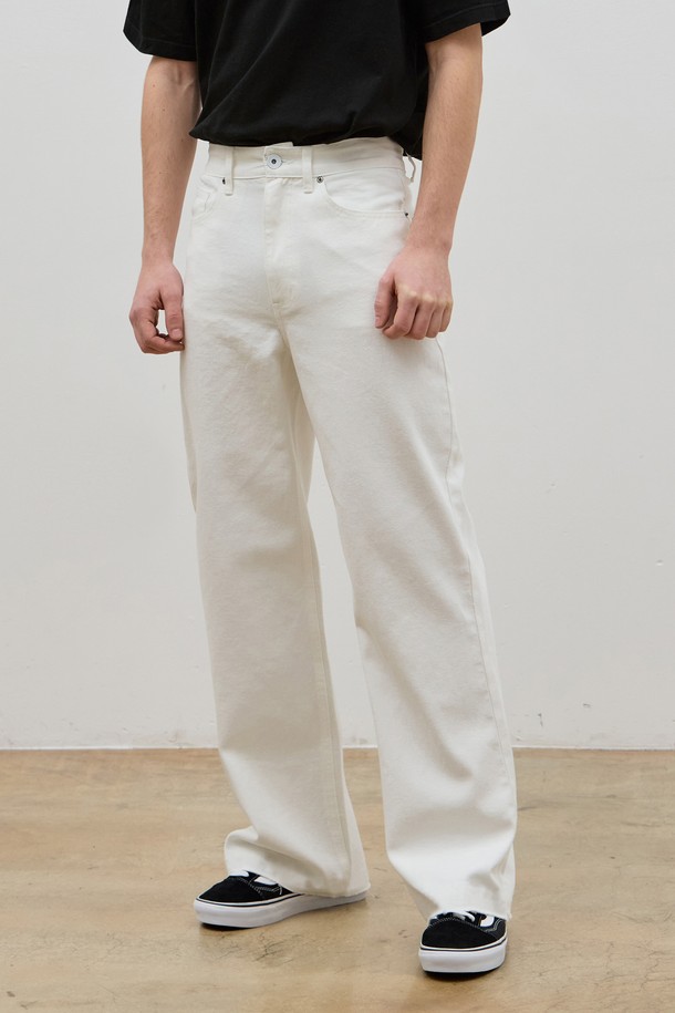 CORK  - 데님 - DENIM SIDE LIB POCKET WIDE PANTS WHITE C5