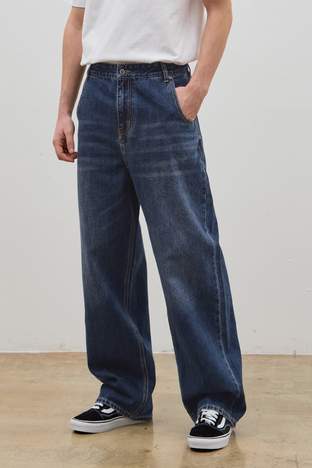 CORK  - 데님 - DENIM WIDE SELVEDGE ROLL UP PANTS D BLUE C5