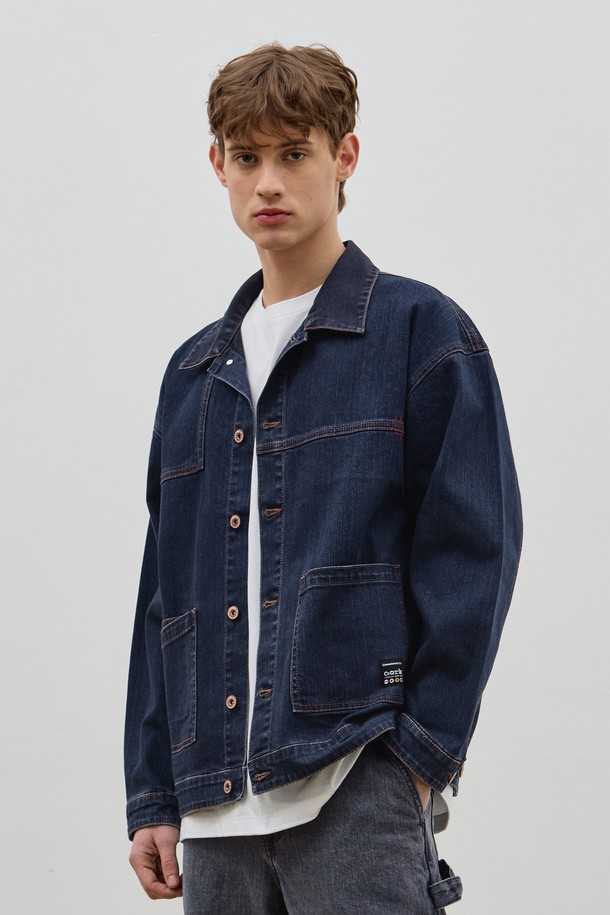 CORK  - 블루종/점퍼 - DENIM PATCH WORK JACKET DARK BLUE C5