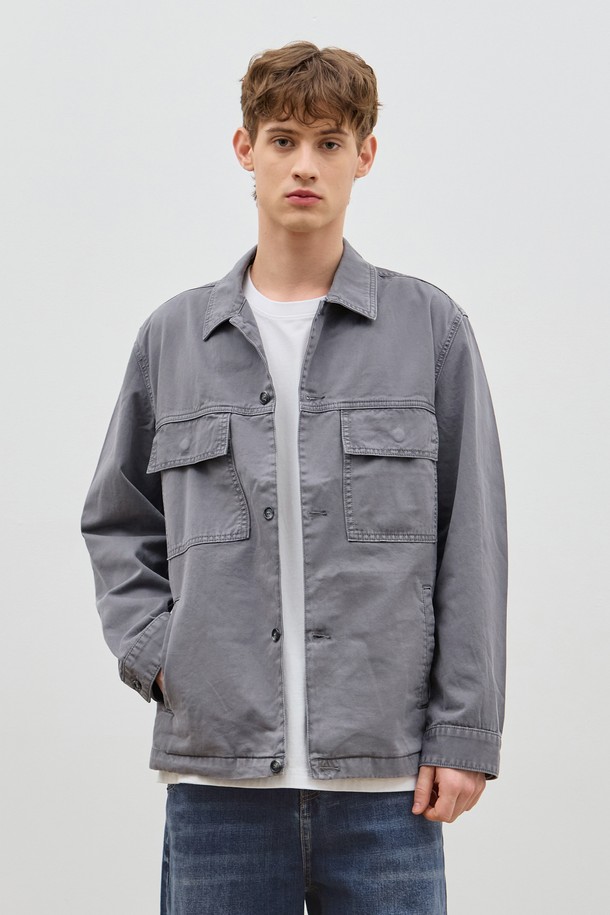 CORK  - 사파리/필드자켓 - DENIM PIGMENT LOOSE SAFARI JACKET GREY C5