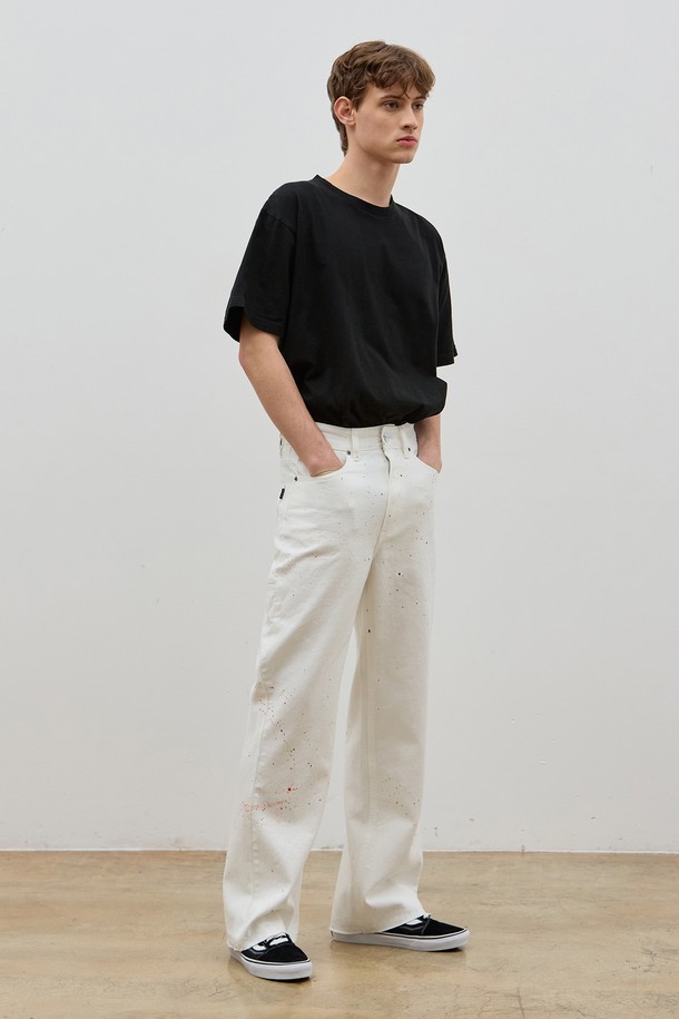 CORK  - 데님 - DENIM SIDE LIB POCKET WIDE PANTS WHITE PAINTING C5