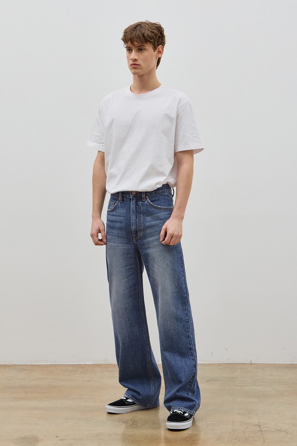 CORK  - 데님 - DENIM SIDE LIB POCKET WIDE PANTS M BLUE C5