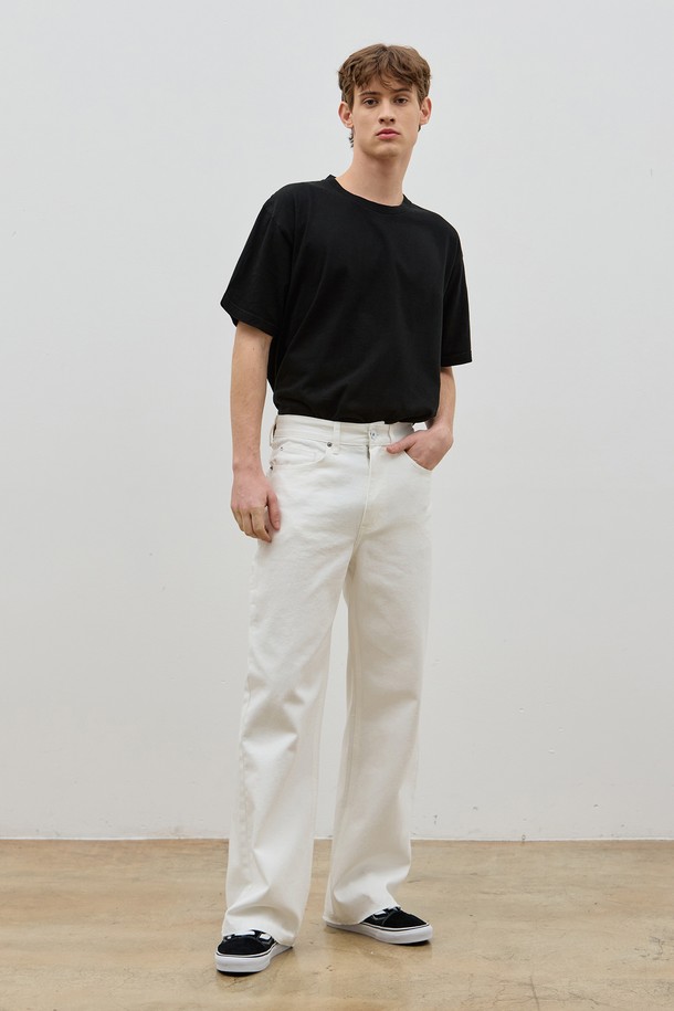 CORK  - 데님 - DENIM SIDE LIB POCKET WIDE PANTS WHITE C5