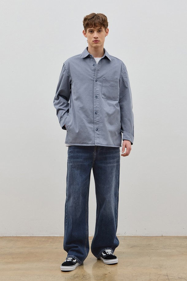 CORK  - 긴팔셔츠 - DENIM GARMENT DYEING POCKET SHIRTS BLUE C5