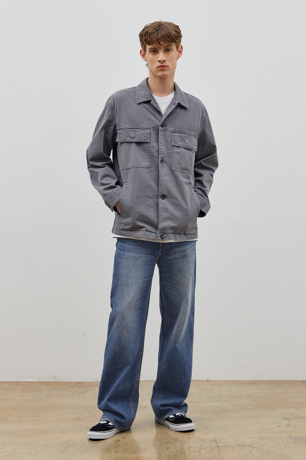 CORK  - 사파리/필드자켓 - DENIM PIGMENT LOOSE SAFARI JACKET GREY C5