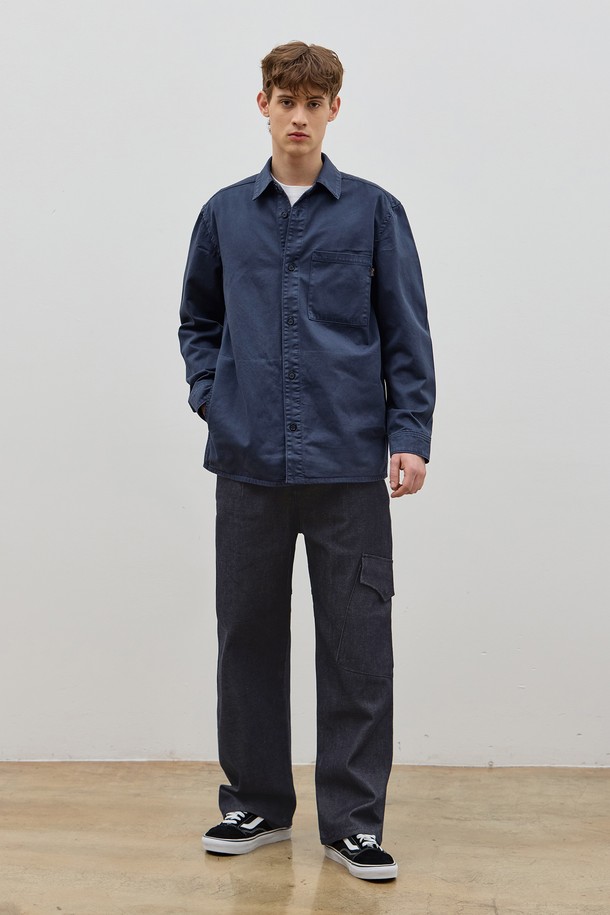 CORK  - 긴팔셔츠 - DENIM GARMENT DYEING POCKET SHIRTS NAVY C5