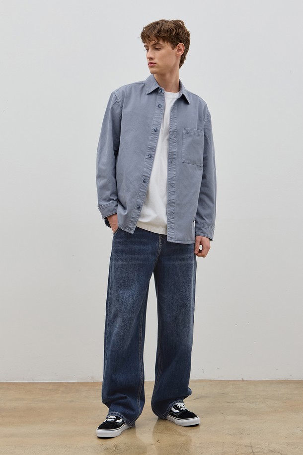 CORK  - 긴팔셔츠 - DENIM GARMENT DYEING POCKET SHIRTS BLUE C5