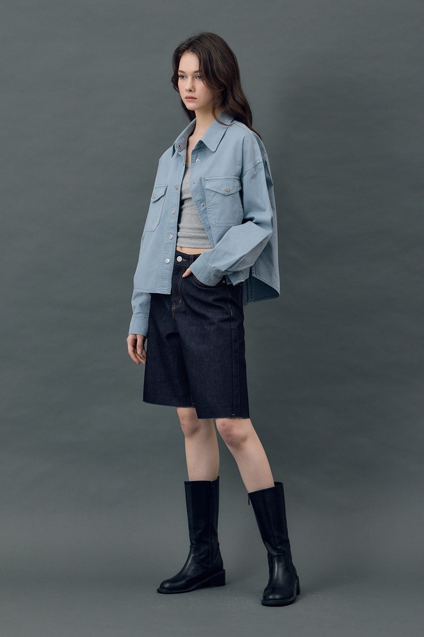 RYUL+WAI: - 자켓 - DENIM OVER FIT TWO POCKET JACKET BLUE R5
