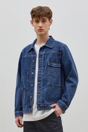 DENIM TRUCKER TWO TUCK JACKET INDIGO C5