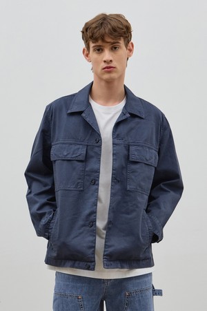 DENIM PIGMENT LOOSE SAFARI JACKET NAVY C5