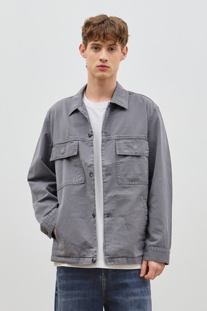 DENIM PIGMENT LOOSE SAFARI JACKET GREY C5