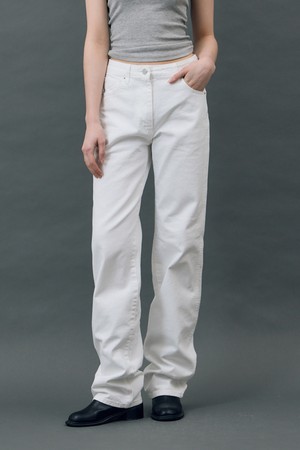 DENIM CLASSIC STRAIGHT LONG PANTS WHITE R5
