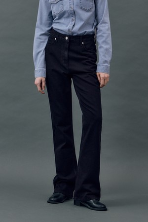 DENIM LONG FLARE JEANS BLACK R5