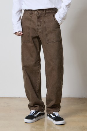 DENIM WORK WEAR WIDE PANTS BROWN K5