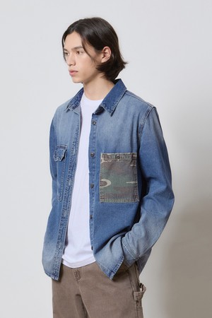 DENIM GRADATION CAMOUFLAGE SHIRTS INDIGO K5