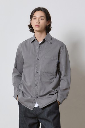 DENIM GARMENT DYEING POCKET SHIRTS GREY K5
