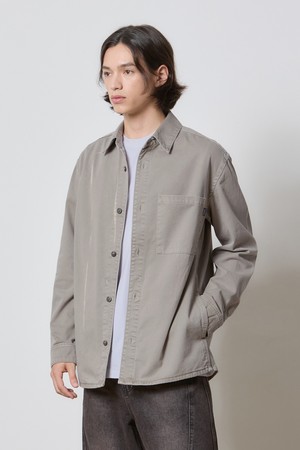 DENIM GARMENT DYEING POCKET SHIRTS BEIGE K5