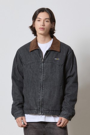 DENIM TWO-PIECE ZIPUP WORK JACKET BLACK K5