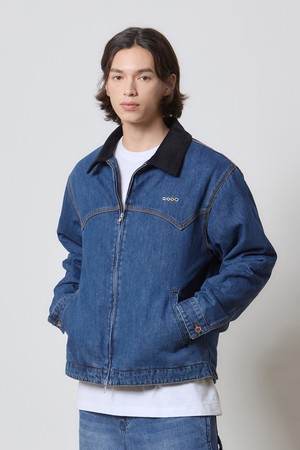 DENIM TWO-PIECE ZIPUP WORK JACKET DEEP BLUE K5