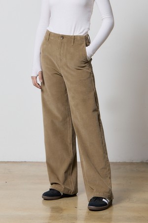 CORDUROY STRAIGHT LONG PANTS BROWN F5