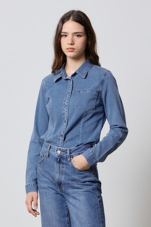 DENIM BASIC ONE POCKET SHIRT BLUE F5