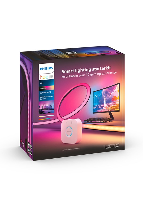 Philips Hue - 퍼니쳐/라이팅 - 필립스 휴 플레이 그라디언트 PC 모니터 라이트스트립 스타터킷 24-27인치X3