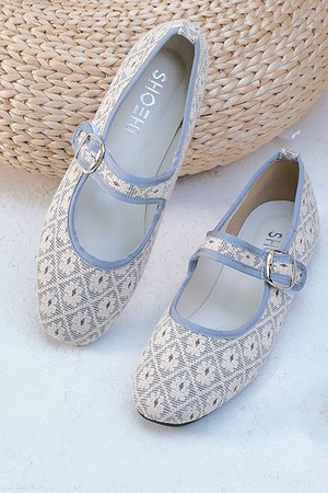 셀린 플라워 패턴 벨크로 플랫_F1115 (BEIGE)