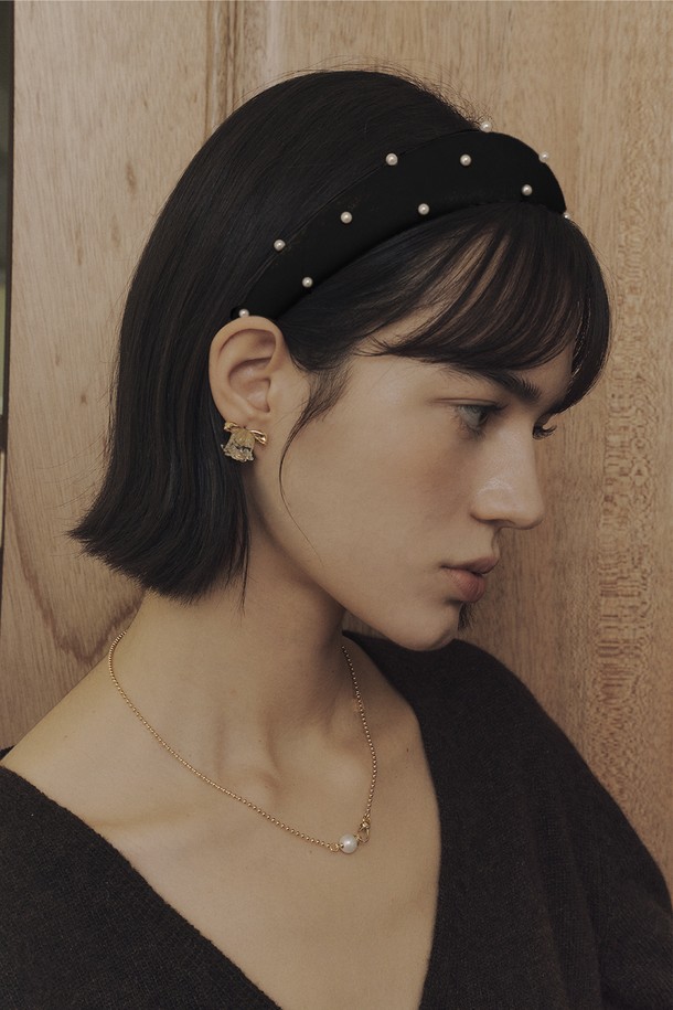 DENU - 헤어 ACC - pearl Satin Hairband [2color]