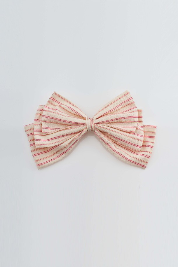 DENU - 헤어 ACC - Cotton String Patterned Vintage Big Hairpin(red)