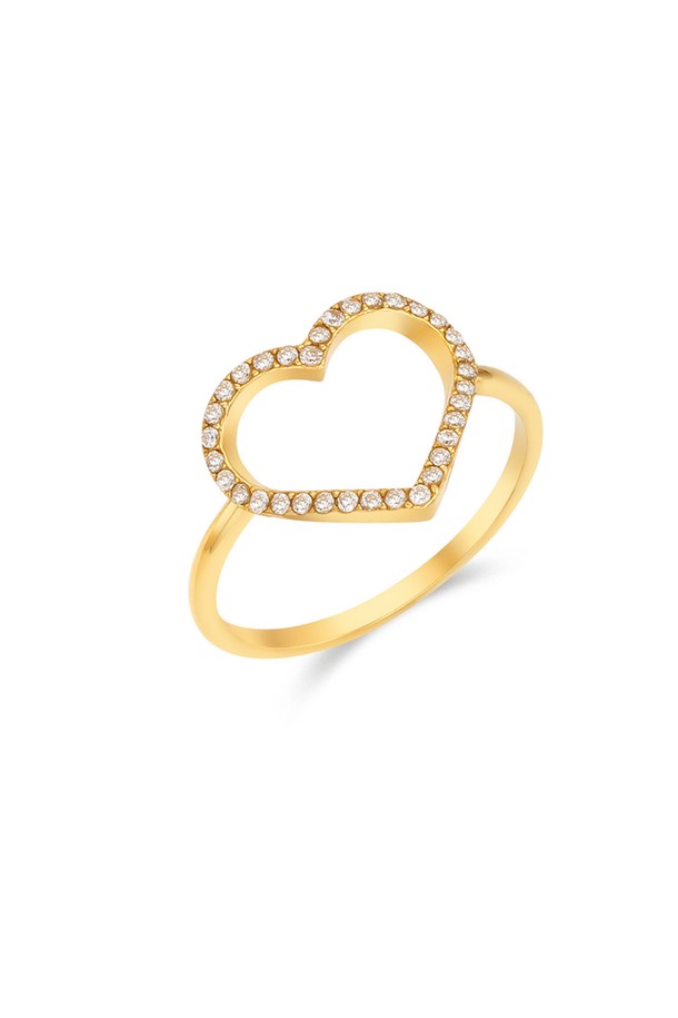 DENU - 반지 - [sv925]Sweet pave heart ring_Gold